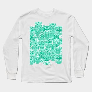 Cute Whimsical Green Owls Design Long Sleeve T-Shirt